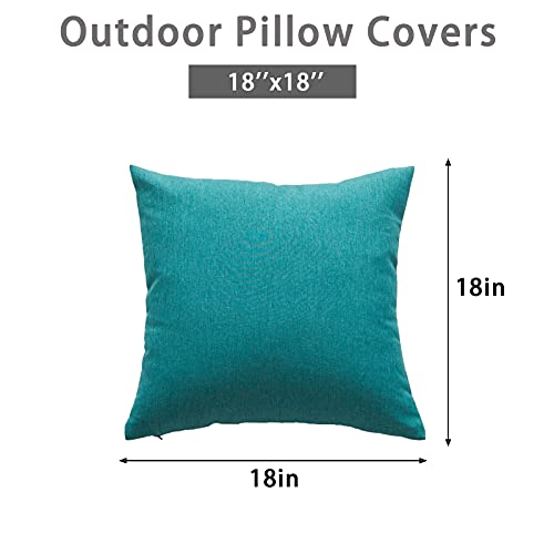 Pack of 2 Decorative Outdoor Waterproof Pillow Covers for Patio Tent Garden Balcony Farmhouse Sunbrella Outside Square Lumbar Pillow Cover Case (Blue-Green)