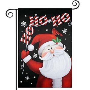 hogardeck christmas garden flag, ho ho ho santa claus polyester outdoor christmas decorations, 12×18 inch vertical double sided yard flag, cardinal xmas decor