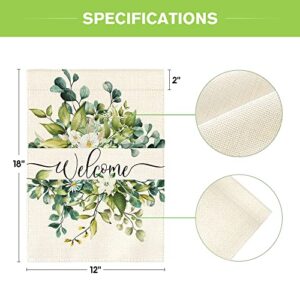 AVOIN colorlife Eucalyptus Spring Summer Floral Garden Flag Double Sided 12x18 Inch, Welcome Seasonal Outside Yard Outdoor Flag