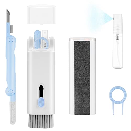 Upgrade Multifunctional 7 in 1 Electronic Cleaner Kit, mac Keyboard Cleaner Kit, and Screen Cleaner with Cleaning Brush, for Airpods/iPad/iPhone/Computer/airpods Charging Box (Blue)