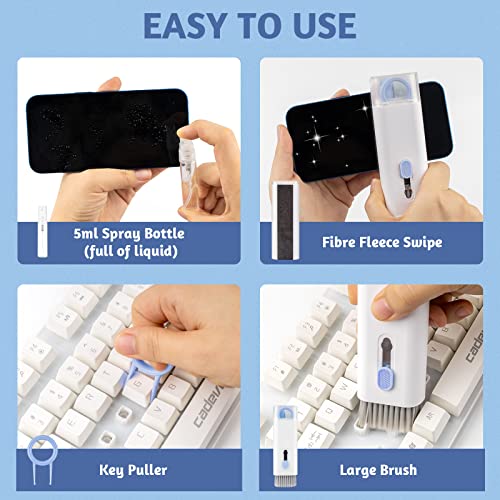 Upgrade Multifunctional 7 in 1 Electronic Cleaner Kit, mac Keyboard Cleaner Kit, and Screen Cleaner with Cleaning Brush, for Airpods/iPad/iPhone/Computer/airpods Charging Box (Blue)