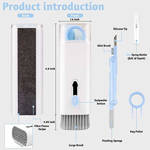 Upgrade Multifunctional 7 in 1 Electronic Cleaner Kit, mac Keyboard Cleaner Kit, and Screen Cleaner with Cleaning Brush, for Airpods/iPad/iPhone/Computer/airpods Charging Box (Blue)