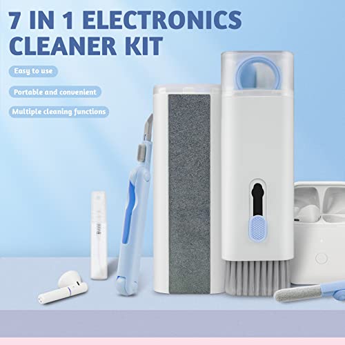 Upgrade Multifunctional 7 in 1 Electronic Cleaner Kit, mac Keyboard Cleaner Kit, and Screen Cleaner with Cleaning Brush, for Airpods/iPad/iPhone/Computer/airpods Charging Box (Blue)