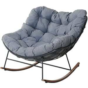 grand patio indoor & outdoor, royal rocking chair, padded cushion rocker recliner chair outdoor for front porch, garden, patio, backyard, grey