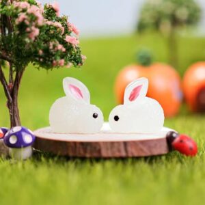 HYG 30 Pieces of Mini Resin Luminous Rabbit Mini Portrait Mini Fairy Garden Landscape Aquarium Decoration Potted Plant Decoration DIY Christmas Birthday Party Slime Amulet. (Luminous Rabbit)