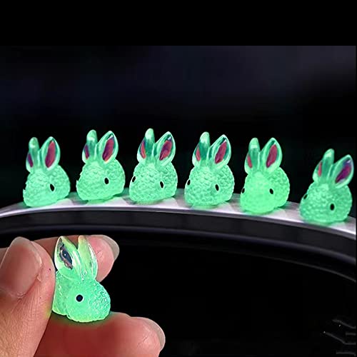 HYG 30 Pieces of Mini Resin Luminous Rabbit Mini Portrait Mini Fairy Garden Landscape Aquarium Decoration Potted Plant Decoration DIY Christmas Birthday Party Slime Amulet. (Luminous Rabbit)