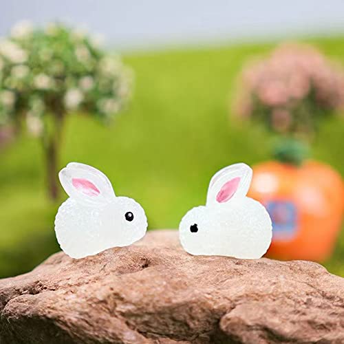 HYG 30 Pieces of Mini Resin Luminous Rabbit Mini Portrait Mini Fairy Garden Landscape Aquarium Decoration Potted Plant Decoration DIY Christmas Birthday Party Slime Amulet. (Luminous Rabbit)