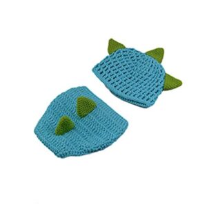 LERORO Newborn Crochet Knitted Outfit Dinosaur Hat/Pants Photography Props Costume Set (0-12 Months)