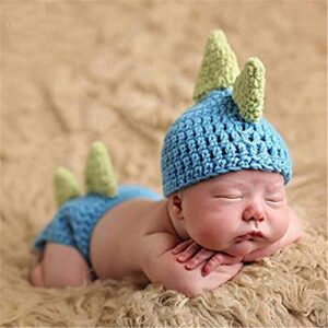 LERORO Newborn Crochet Knitted Outfit Dinosaur Hat/Pants Photography Props Costume Set (0-12 Months)
