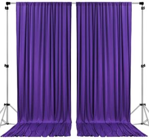 ak trading co. 10 feet x 10 feet purple polyester backdrop drapes curtains panels with rod pockets – wedding ceremony party home window decorations (drape-5×10-purple)