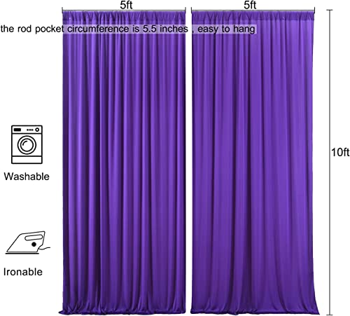 AK TRADING CO. 10 feet x 10 feet Purple Polyester Backdrop Drapes Curtains Panels with Rod Pockets - Wedding Ceremony Party Home Window Decorations (DRAPE-5x10-PURPLE)