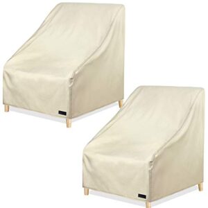 nettypro patio chair covers for outdoor furniture 2 pack, waterproof heavy duty lawn patio furniture cover deep seat dining chair covers high back, 34w x 37d x 36h inches, beige