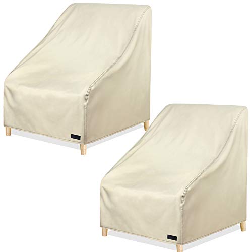 NettyPro Patio Chair Covers for Outdoor Furniture 2 Pack, Waterproof Heavy Duty Lawn Patio Furniture Cover Deep Seat Dining Chair Covers High Back, 34W x 37D x 36H inches, Beige