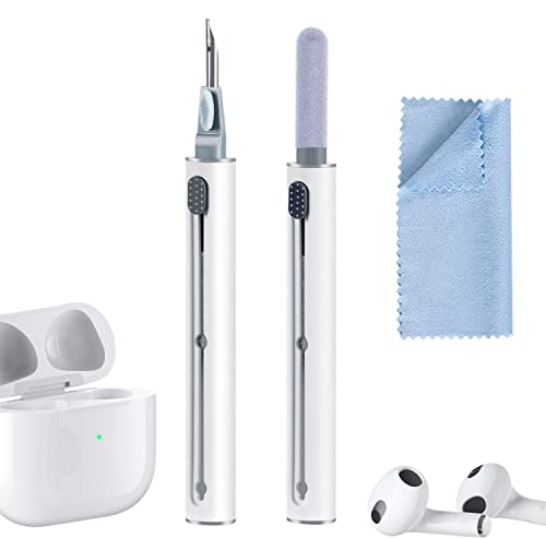2Pcs Airpod Cleaner Kit，Earbud Cleaning Kit for Airpods Pro 1 2 3， Multi-Function Cleaning Pen with Soft Brush Flocking Sponge，Suitable for Bluetooth Headset, Charging Box, Mobile Phone, Earbud