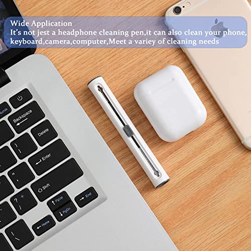 2Pcs Airpod Cleaner Kit，Earbud Cleaning Kit for Airpods Pro 1 2 3， Multi-Function Cleaning Pen with Soft Brush Flocking Sponge，Suitable for Bluetooth Headset, Charging Box, Mobile Phone, Earbud