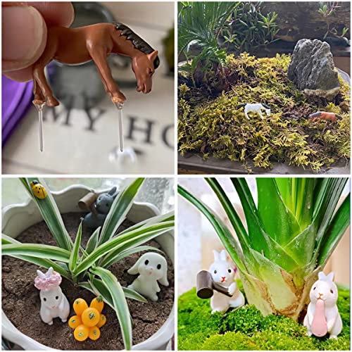 ITROLLE 300pcs Mini Plastic Pin Stakes for Figurines Miniature Fairy Garden to Decorate Terrarium Bonsai Cactus Moss Landscape