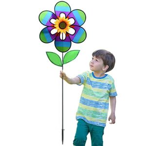 Rainbow Sunflower Garden Pinwheels Whirligigs Wind Spinners Kids Toys for Yard Decor Windmill Bird Deterrent Lawn Decorations Decorative Garden Stakes Outdoor Whimsical Baby Gifts