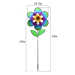 Rainbow Sunflower Garden Pinwheels Whirligigs Wind Spinners Kids Toys for Yard Decor Windmill Bird Deterrent Lawn Decorations Decorative Garden Stakes Outdoor Whimsical Baby Gifts