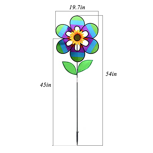 Rainbow Sunflower Garden Pinwheels Whirligigs Wind Spinners Kids Toys for Yard Decor Windmill Bird Deterrent Lawn Decorations Decorative Garden Stakes Outdoor Whimsical Baby Gifts