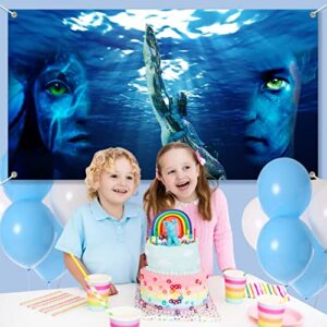 Avatar Party Backdrop Banner,Avatar Party Supplies Decorations Backdrop for Birthday Party Theme Party Room Decor Avatar 2 Character James Neytiri Background for Photo Booth Props