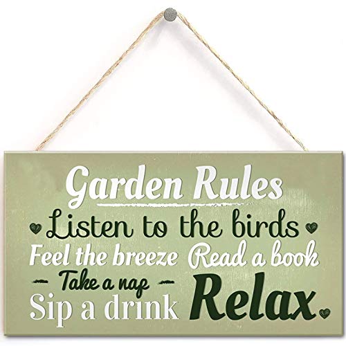 Garden Rules Novelty Hanging Plaque Summer House Sign Garden Shed Friendship Gift (US-G083)