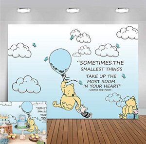 blue hot air balloon photo background 7x5ft polyester cartoon cute winnie bear animals photography backdrop kids bedroom decorations birthday baby shower supplies party banner photo booths