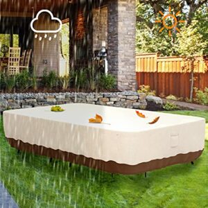 Tuyeho Patio Furniture Set Cover, Heavy Duty Patio Dining Set Cover (90 x 60 x 28 Inch) Rectangular Table Outdoor Conversion Set Cover for Lawn - 600D Waterproof & Weather Resistant, Anti UV Fabric