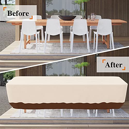 Tuyeho Patio Furniture Set Cover, Heavy Duty Patio Dining Set Cover (90 x 60 x 28 Inch) Rectangular Table Outdoor Conversion Set Cover for Lawn - 600D Waterproof & Weather Resistant, Anti UV Fabric