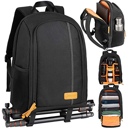 TARION Camera Backpack Waterproof Camera Bag Large Capacity Camera Case Photography Backpack with 15 Inch Laptop Compartment Rain Cover for Men Women Photographer DSLR SLR Cameras Lens Tripod