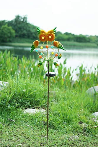 Decorman Outdoor Solar Light Stake - Solar Powered Metal Owl LED Decorative Garden Lights for Walkway, Pathway, Yard, Lawn (Colorful)