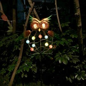 Decorman Outdoor Solar Light Stake - Solar Powered Metal Owl LED Decorative Garden Lights for Walkway, Pathway, Yard, Lawn (Colorful)