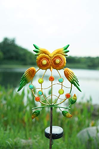 Decorman Outdoor Solar Light Stake - Solar Powered Metal Owl LED Decorative Garden Lights for Walkway, Pathway, Yard, Lawn (Colorful)