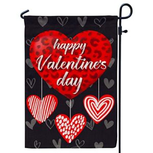 happy valentines day garden flag , heart flag burlap 12×18 inches for yard outdoor outside hanging decorations vertical flag