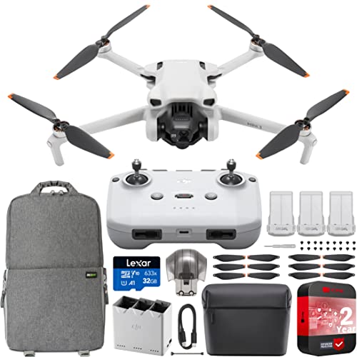 DJI Mini 3 Camera Drone 4K HDR Quadcopter with RC-N1 Remote Controller + Fly More Kit with Extended Protection Bundle with Deco Gear Backpack + Accessories