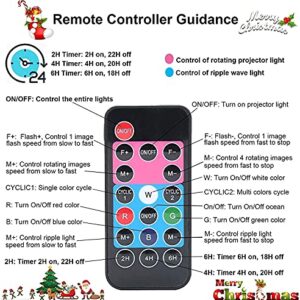 Halloween Christmas Projector Lights, Remote Control 2-in-1 Ocean Wave Snowflake LED Projector with 12 Slides 10 Colors, Waterproof Indoor Outdoor Lights for Holiday Party Garden Landscape Decorations