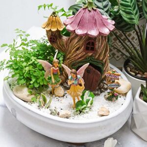 PRETMANNS Fairy Garden House Kit - Fairy Garden Accessories Outdoor - Fairy House & Fairies for Fairy Garden – Fairy Garden Supplies - Fairy Garden Kit for Adults - Garden Fairy House - 4 Items