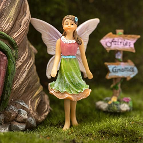 PRETMANNS Fairy Garden House Kit - Fairy Garden Accessories Outdoor - Fairy House & Fairies for Fairy Garden – Fairy Garden Supplies - Fairy Garden Kit for Adults - Garden Fairy House - 4 Items