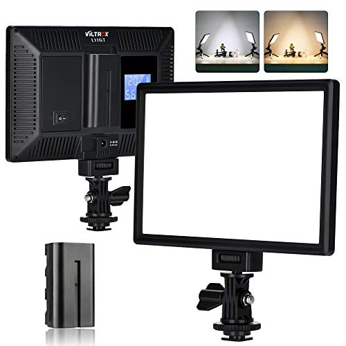 VILTROX L116T Key Light Kit with 2200mAh Battery, On Camera LED Video Light Panel, 3300K-5600K Vlog Lighting, for Conference Live Broadcast Studio Photography Recording YouTube