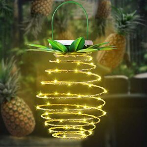 VTECHOLOGY 60LED Pineapple Solar Light,Waterproof Garden Solar Lantern with Handle,Hanging Solar Light for Patio Courtyard Party Walkway Terrace Garden Lawn Decor (2 Pack)