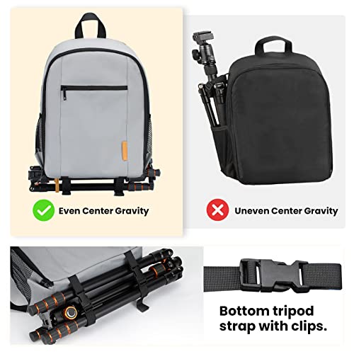 TARION Camera Bag Professional Camera Backpack Case with Laptop Compartment Waterproof Rain Cover for DSLR SLR Mirrorless Camera Lens Tripod Photography Backpack for Women Men Photographer Grey TB-S