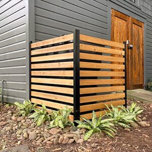 enclo privacy screens ec18009 charleston wood outdoor privacy fence screen slatted no-dig kit 38″ w x 42″ h, 2 panels