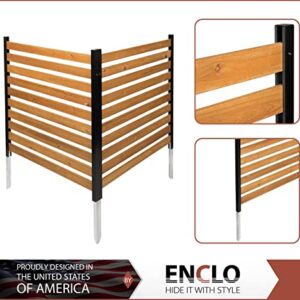 Enclo Privacy Screens EC18009 Charleston Wood Outdoor Privacy Fence Screen Slatted No-Dig Kit 38" W x 42" H, 2 Panels