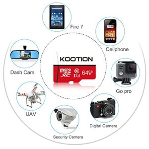 KOOTION 64GB Micro SD Card 2 Pack Ultra Micro SDXC Memory U1 Card Class 10 Micro SD Cards 64GB High Speed TF Card R Flash, C10, U1, 64 GB (2 Pack)