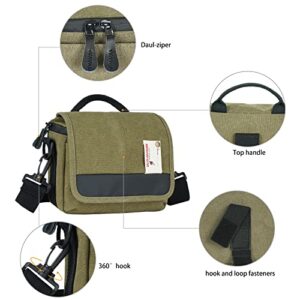 Besnfoto Camera Bag Small Mirrorless Camera Shoulder Bag Purse Waterproof Canvas Cute Compact Camera Messenger Bag Case for Women and Men