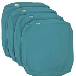 CozyLounge Indoor Outdoor Water Repellent High UV Resistant Patio Chair Cushion Cover (22"x20"x4" (4 Covers), Serenity Teal)