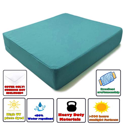 CozyLounge Indoor Outdoor Water Repellent High UV Resistant Patio Chair Cushion Cover (22"x20"x4" (4 Covers), Serenity Teal)