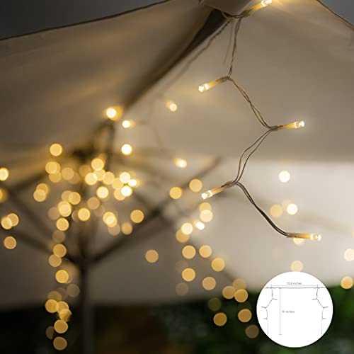 Patio Umbrella Lights, Solar Umbrella Lights with 200LEDs Warm White Lights, String Lights Waterproof Umbrella Pole Solar Lights Perfect for Garden Decor, Backyard, Pool and Beach