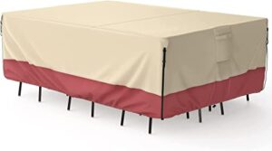 heavy duty patio furniture covers, u-comso outdoor furniture cover waterproof patio table and chair coves outdoor sectional cover, 124″ w x 59″d x 29″h, beige & orange