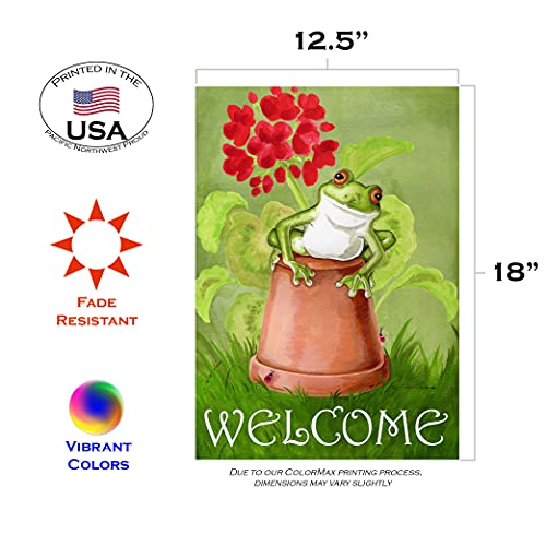 Toland Home Garden 119122 Potted Frog Frog Flag 12x18 Inch Double Sided Frog Garden Flag for Outdoor House Flower Flag Yard Decoration