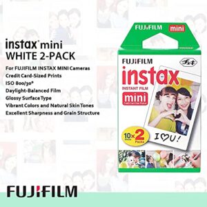 Fujifilm Instax Mini Link 2 Smartphone Printer Clay White + Fuji Film Value Pack (20 Sheets)+ Shutter Accessories Bundle, Incl. Protective Case, 60 Sticker Frames, USB Cable